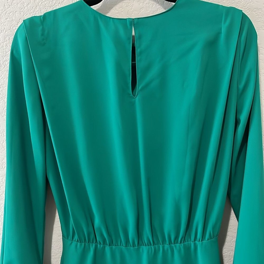 AMANDA UPRICHARD Felicia Long Sleeve Mini Dress, Green Juniper, Size S - Picture 7 of 8